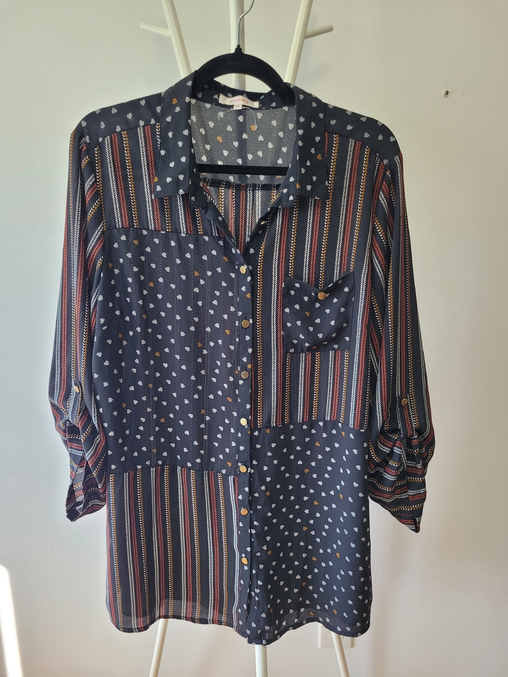 Like New - Le Grenier Boho Button-Up Tunic Top - Large